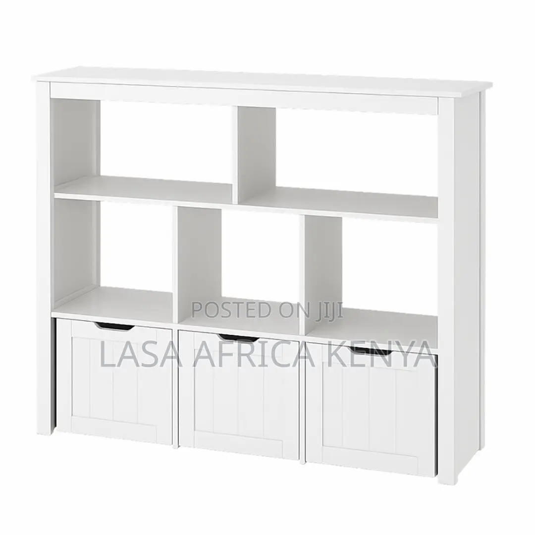 Lasa White Wooden Organiser Shelf - 6 Open Comp.
