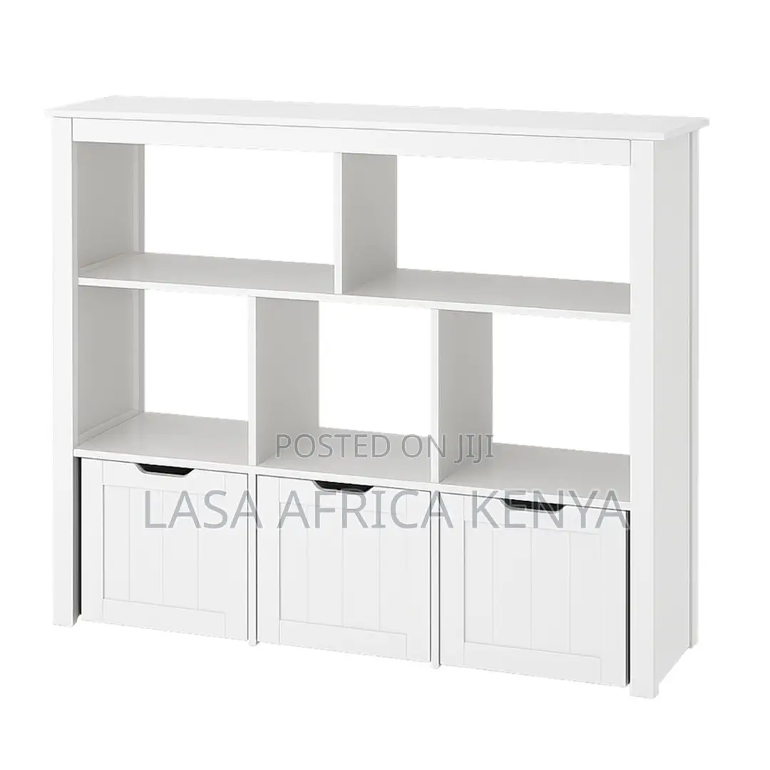 Lasa White Wooden Organiser Shelf - 6 Open Comp.