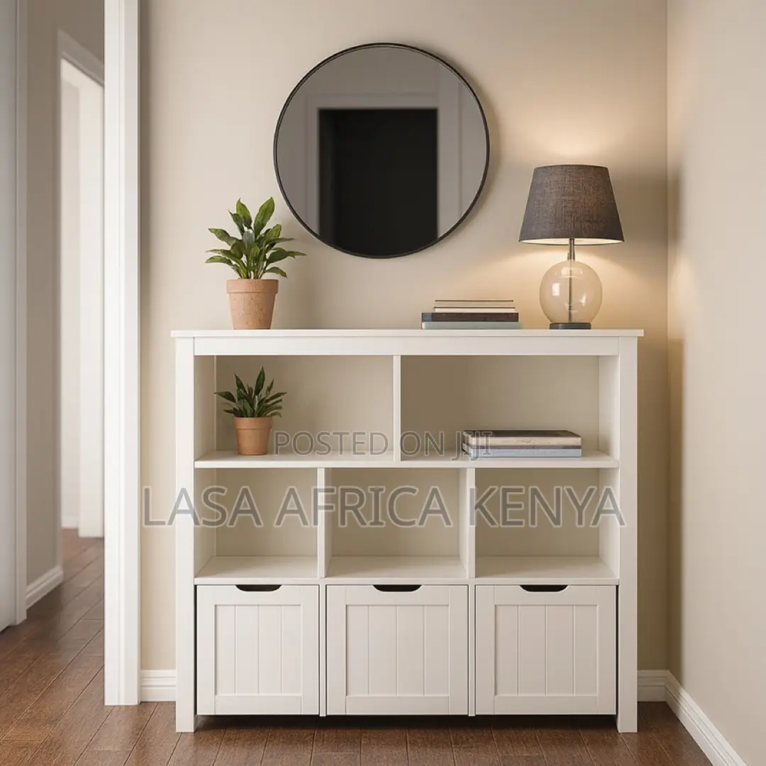 Lasa White Wooden Organiser Shelf - 6 Open Comp.