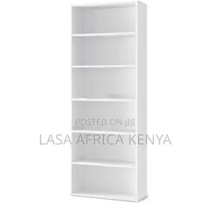 6-Shelf Bookcase - White Wooden Storage, 31.7x23.8x9.2cm, Easy Assembl