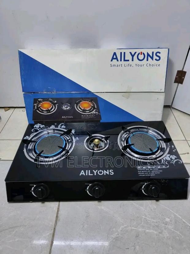 Ailyons 3 Burner Glass Top Gas Cooker Infrared Double Burner