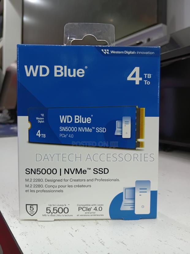 Wd Blue 4tb Sn5000 Nvme SSD Gen4 Pcie M.2 2280 (Wds400t4b0e) - thumbnail 2