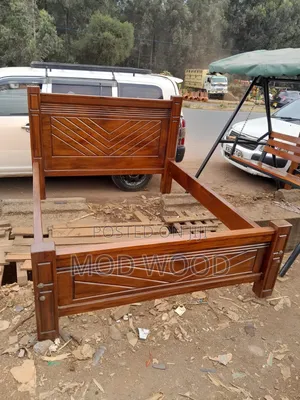 Modern Chevron 5ft by 6ft Solid Mahogany Wood Bed Frame