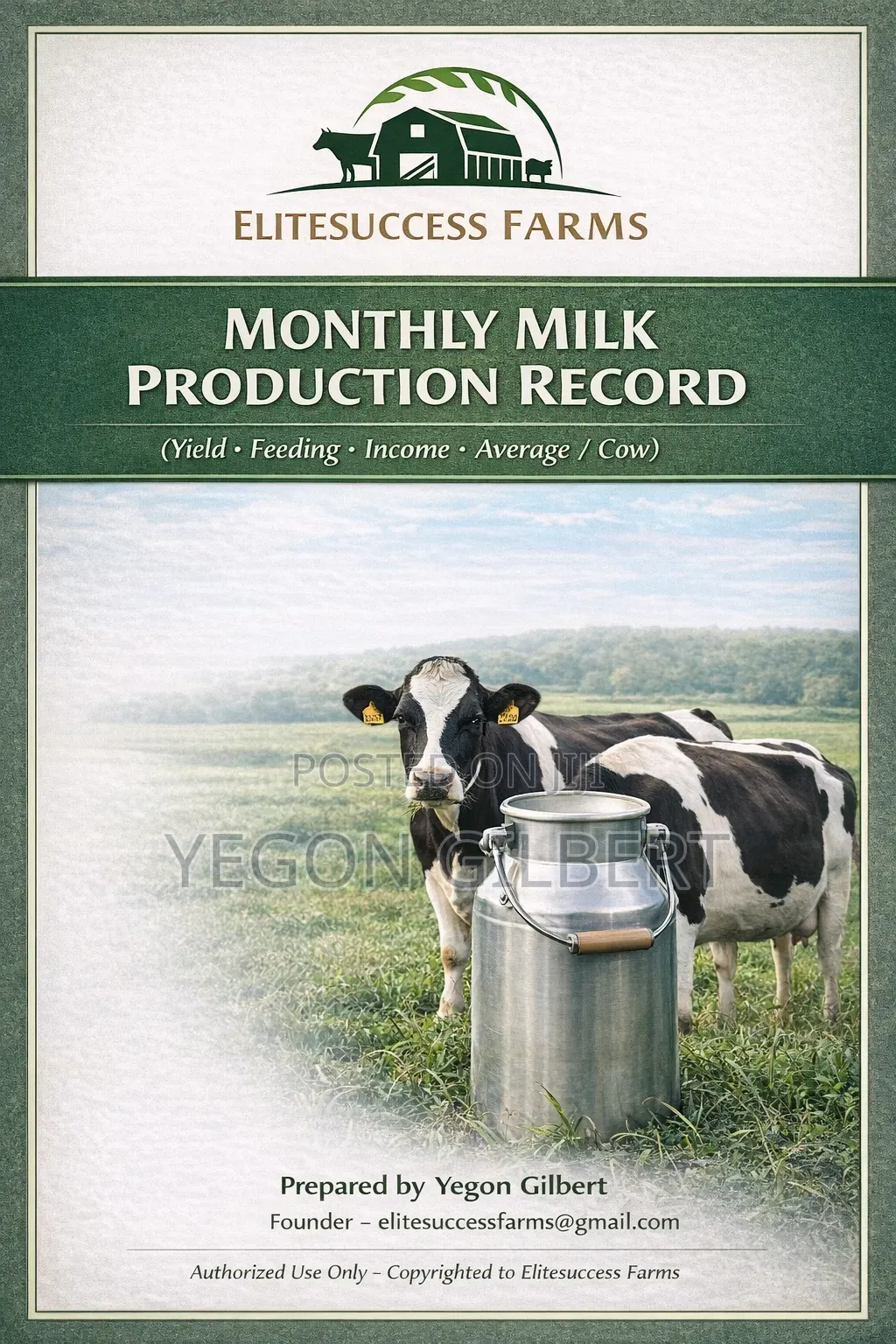 Monthly Milk Production Record