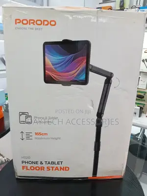 Porodo Phone Tablet Floor Stand 165cm Maximum Height- Black