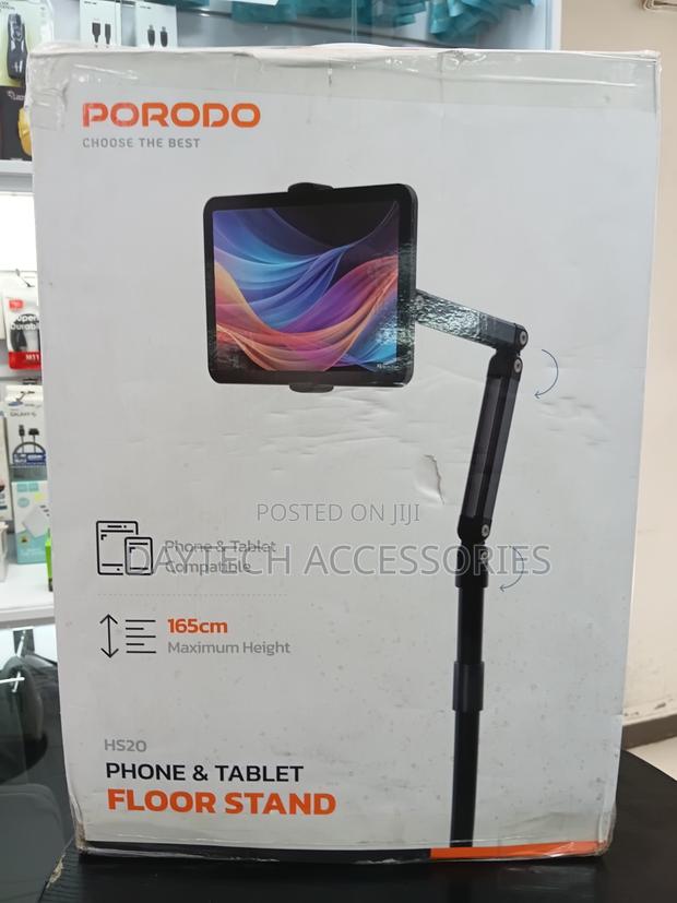 Porodo Phone Tablet Floor Stand Full Axis Rotation - Black
