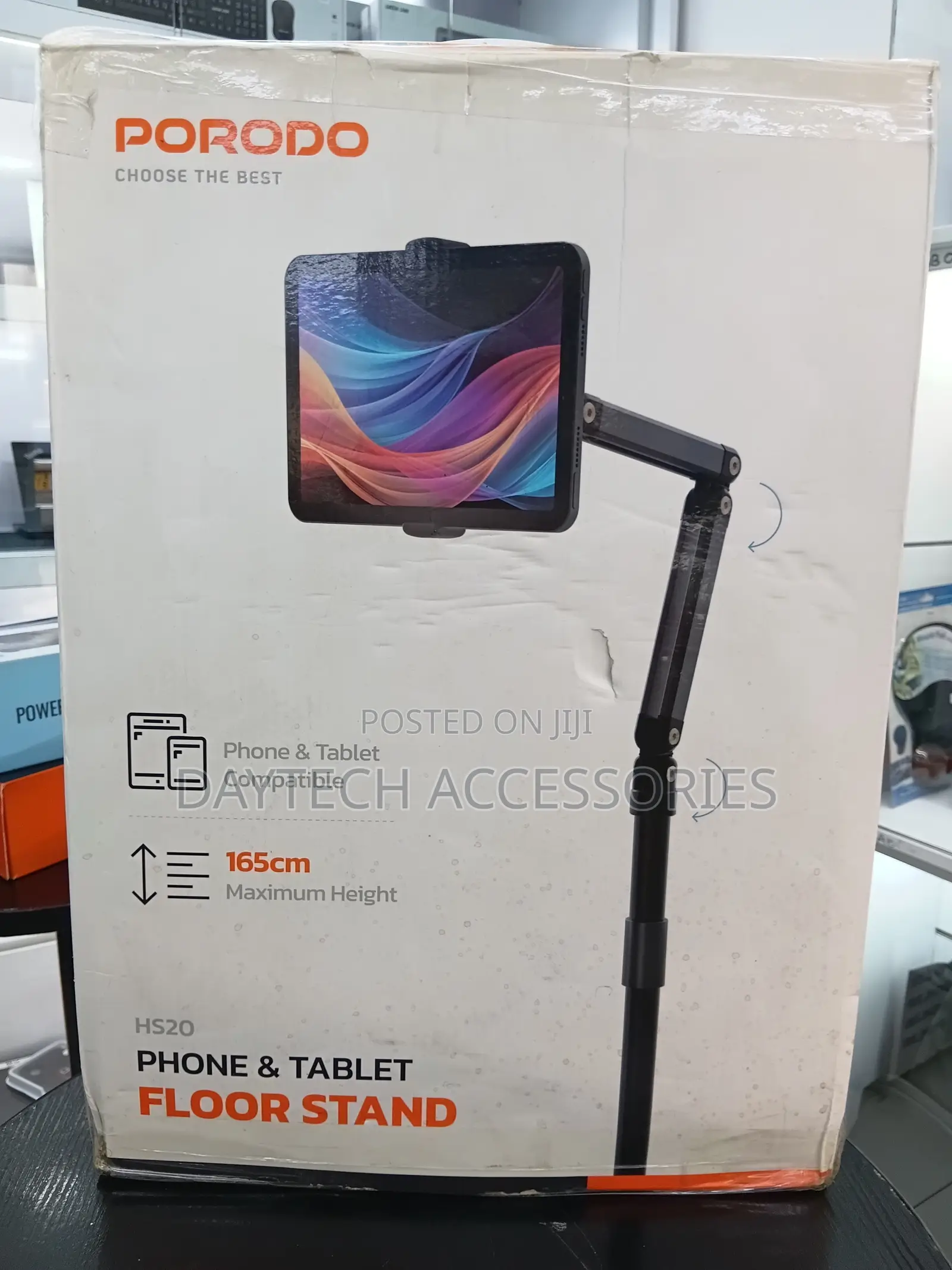 This Is a Porodo Hs20 Phone Tablet Floor Stand 165cm Maximum Height