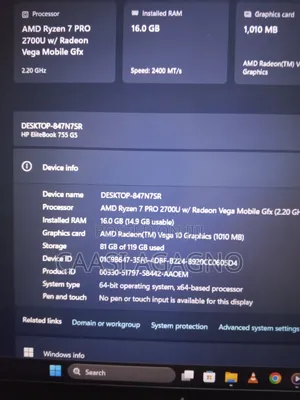 Laptop HP EliteBook 755 G5 16GB AMD Ryzen 7 SSD 128GB