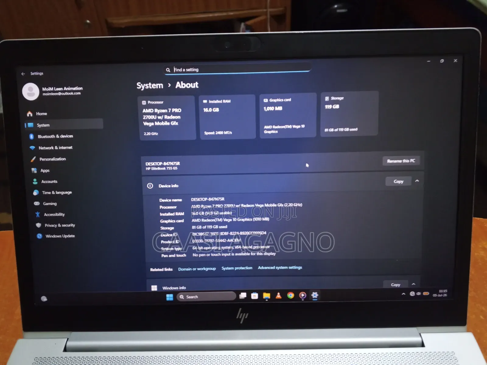 Laptop HP EliteBook 755 G5 16GB AMD Ryzen 7 SSD 128GB