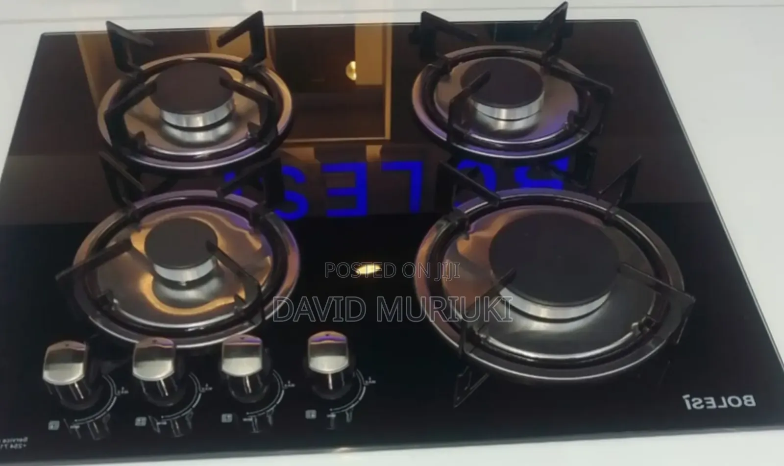 Bolesi Hob 4 Gas Burners Inbuilt Glass Tampared Gas Hod