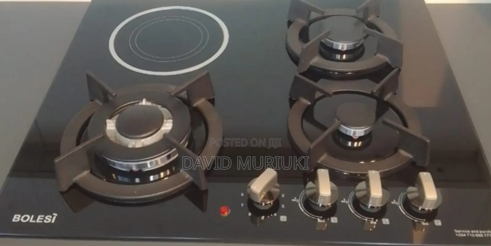 Bolesi Hob 3 Gas Burners +1 Infrared Electric With Gas Sensor.