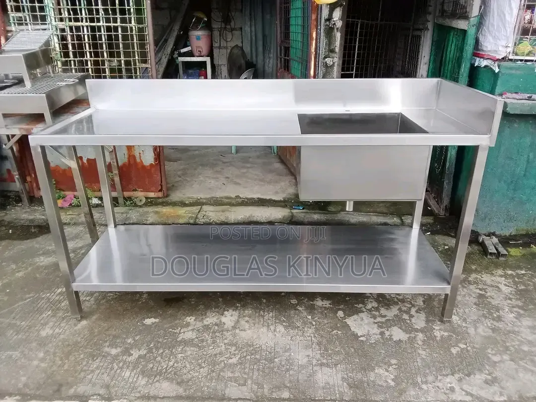 150cm X 56cm Stainless Steel Single Bowl Washing Sink.