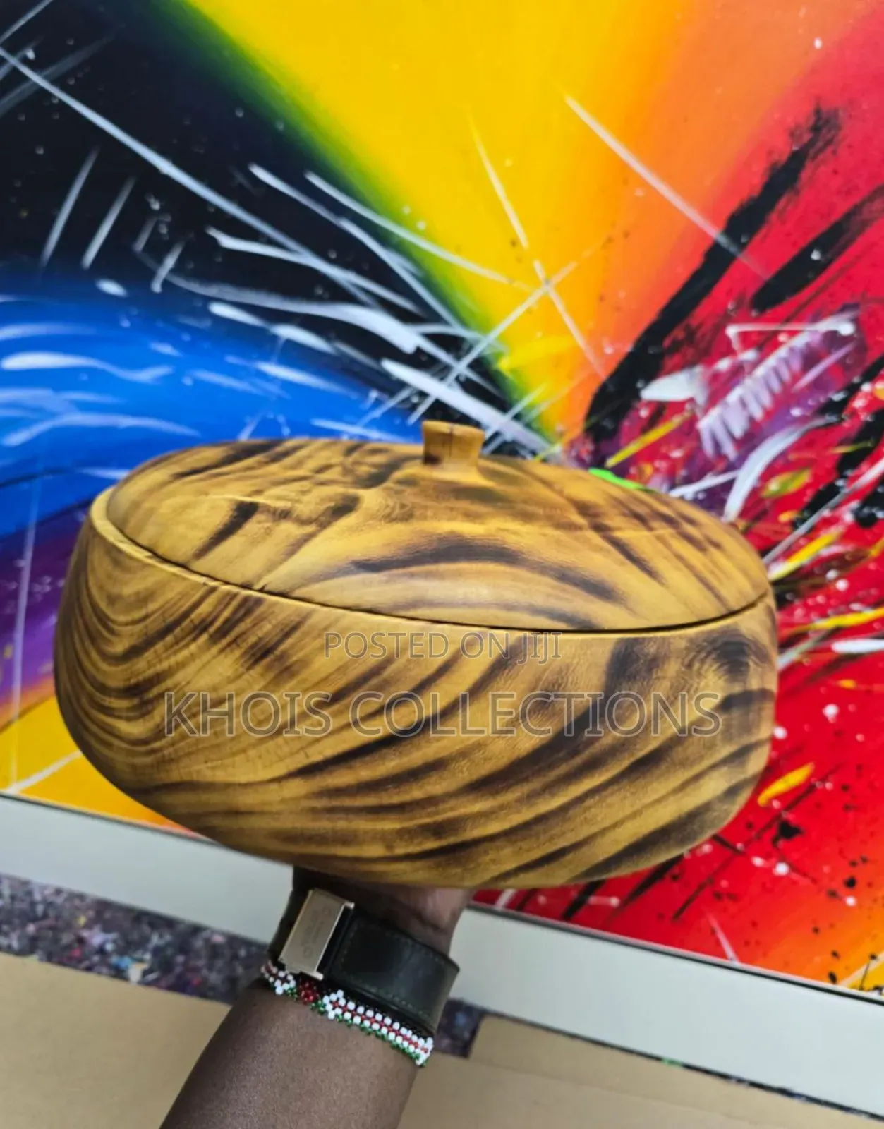 12" Chapati/Stew Wooden Bowls With Lid