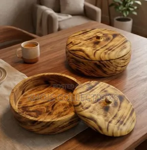 12" Chapati/Stew Wooden Bowls With Lid