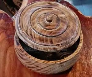 12" Chapati/Stew Wooden Bowls With Lid