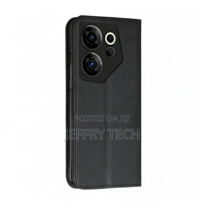 Tecno Camon 20 Phone Case, Wallet-Style Black Retro Leather Flip Cover