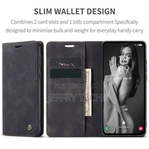 Tecno Camon 20 Phone Case, Wallet-Style Black Retro Leather Flip Cover - thumbnail 2