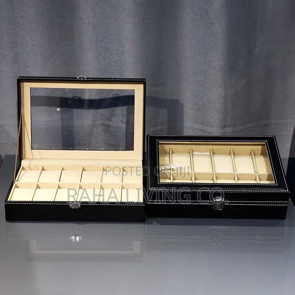 12 Slot Pu Leather Watch Organizer Box | Black