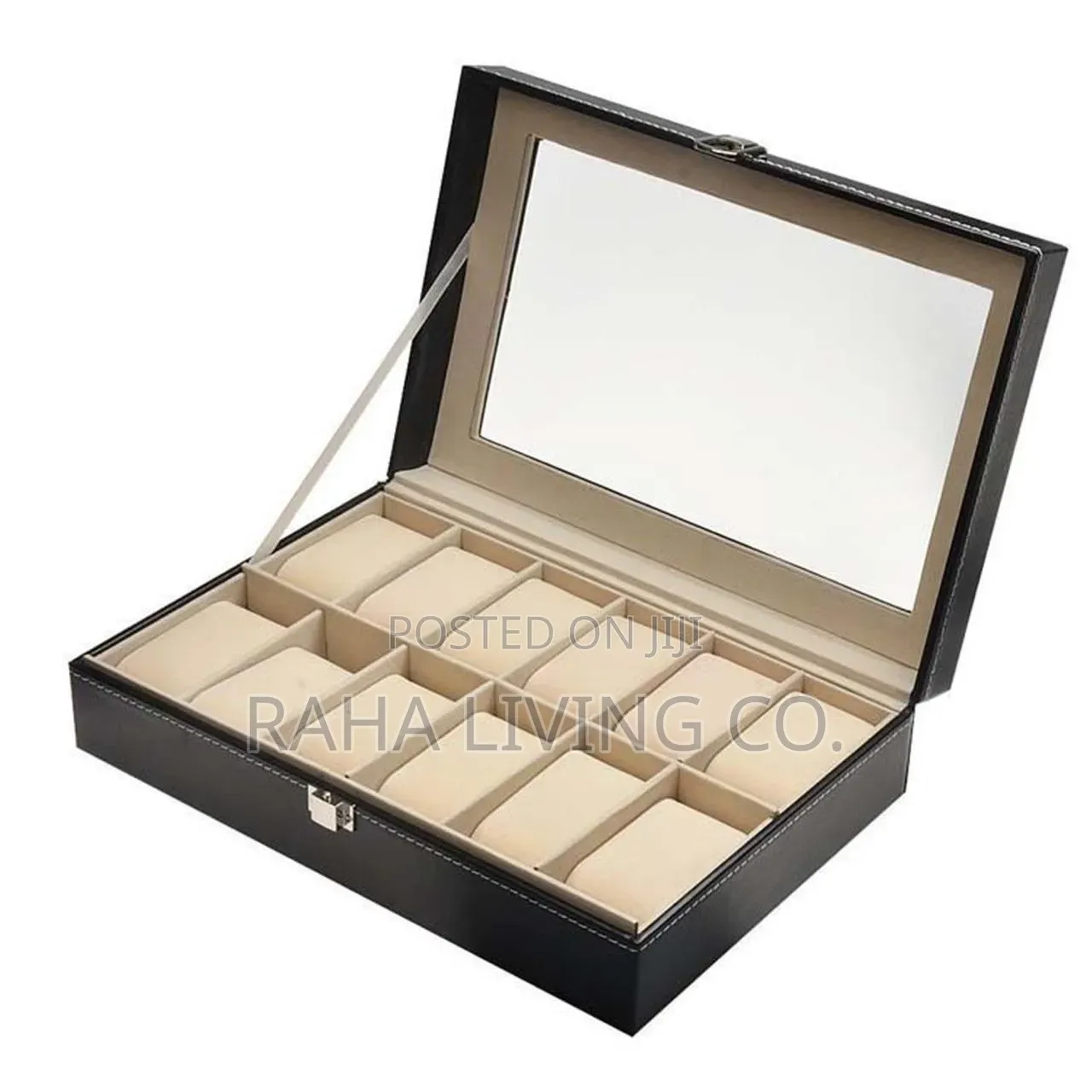 12 Slot Pu Leather Watch Organizer Box | Black