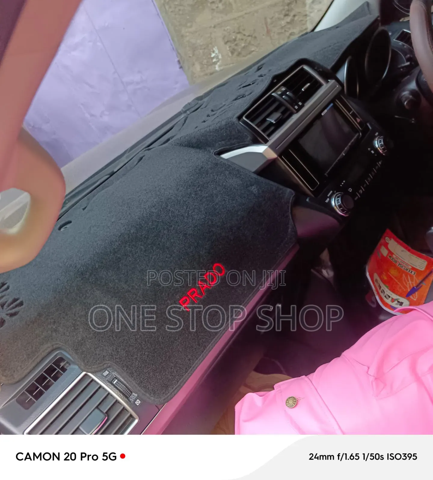 Prado Series Dashboard Cover With Red Embroidered Lettering