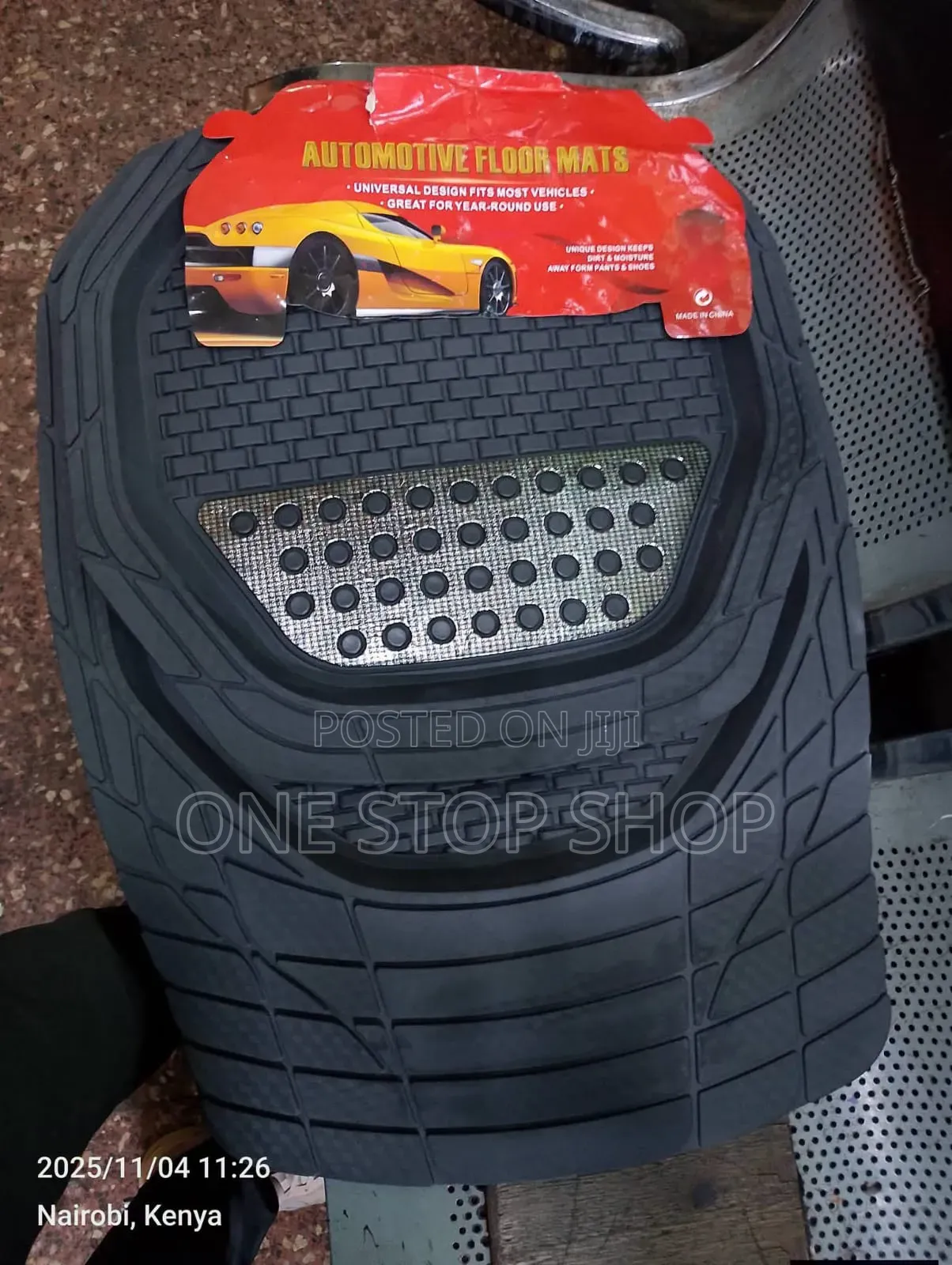 Universal Fit Black Car Mats With Silver Colored Nonslip Patch