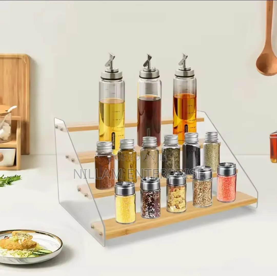 4 Tier Bamboo And Acrylic Multi Purpose Stand