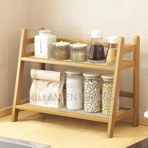 Wicker Style Bamboo Countertop Storage Rack.