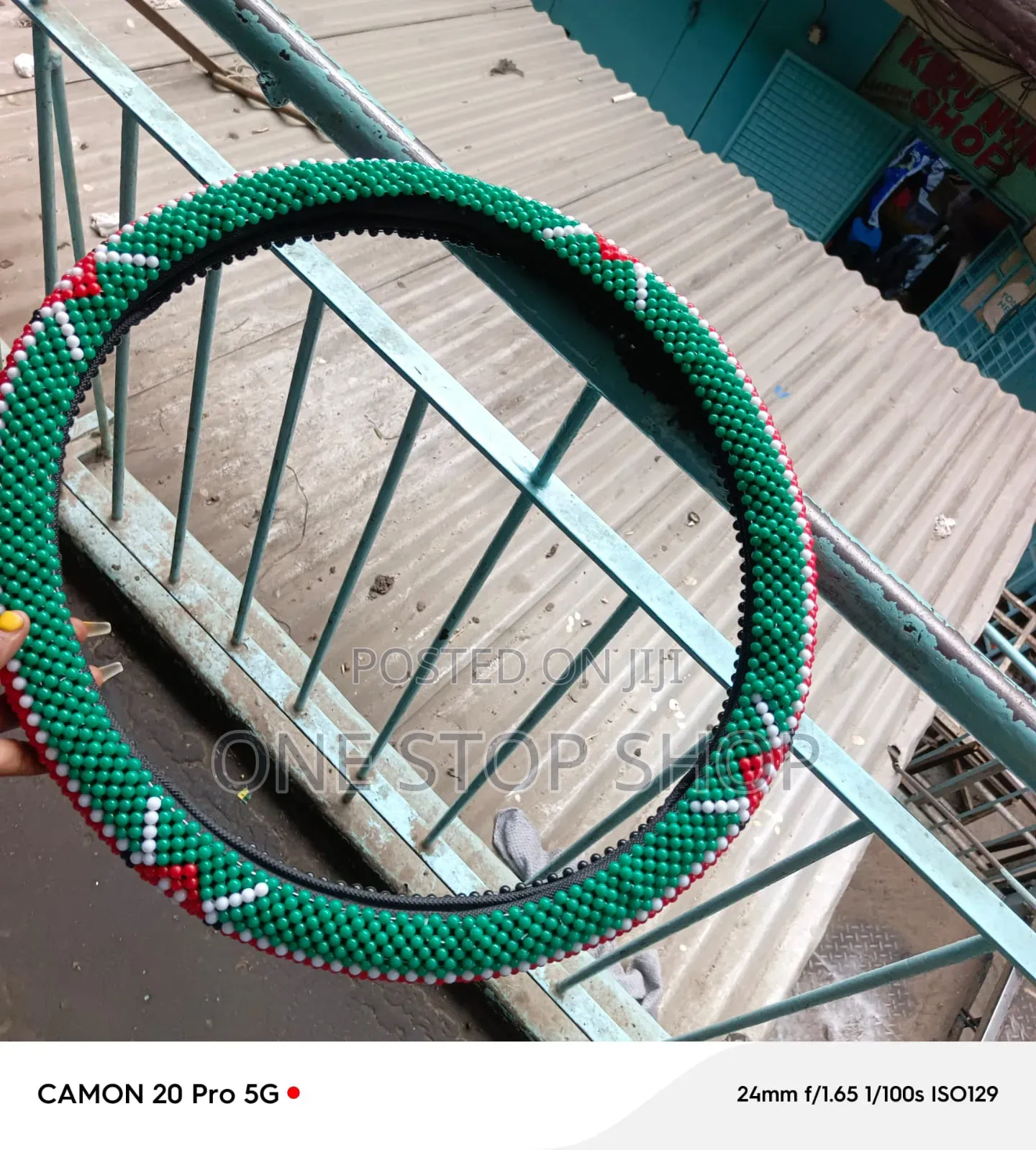 46cm Handmade Kenyan Flag Beaded Steering Wheel Cover