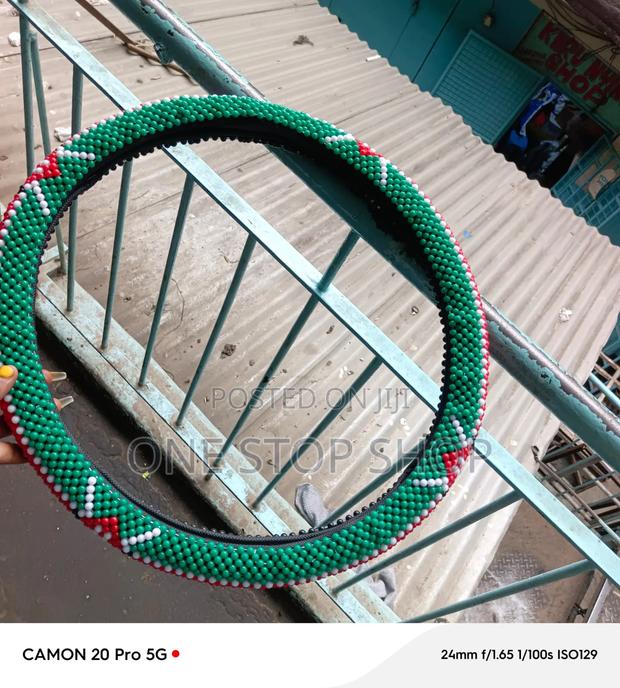 46cm Handmade Kenyan Flag Beaded Steering Wheel Cover