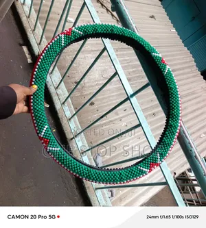 46cm Handmade Kenyan Flag Beaded Steering Wheel Cover
