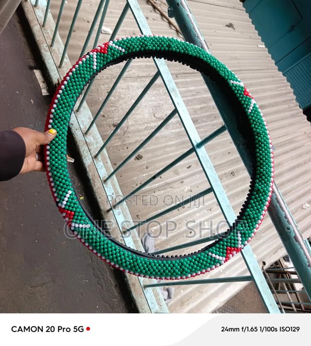 46cm Handmade Kenyan Flag Beaded Steering Wheel Cover - thumbnail 2