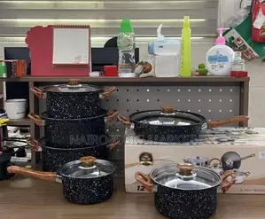 12 Pieces Non Stick Cooking Pots (With Wooden Handles)