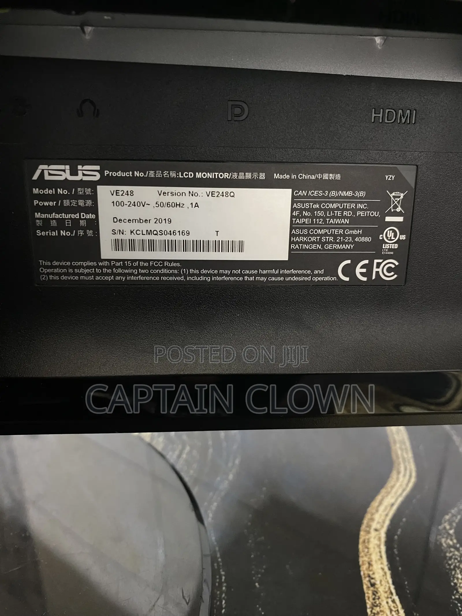 24 Inch Asus Monitor