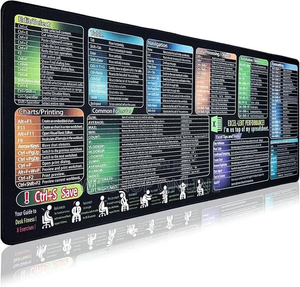 Excel Cheat Sheet Mouse Pad, 30*60 Cm