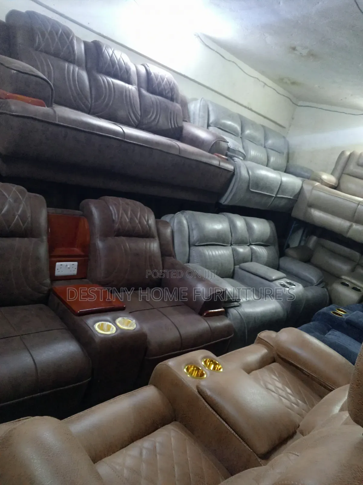 Mordern Brown Leather Sofa Seven Seater