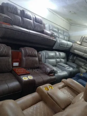 Mordern Brown Leather Sofa Seven Seater