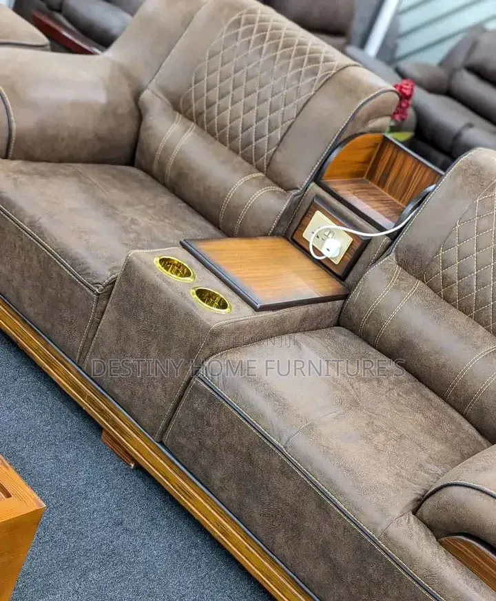 Mordern Brown Leather Sofa Seven Seater