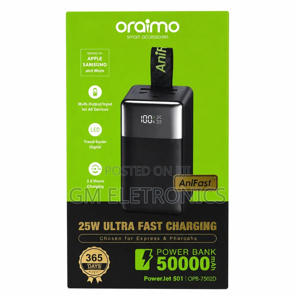 Original Oraimo Powerjet501 50000mah 85w Ultra Fast Charging Powerbank