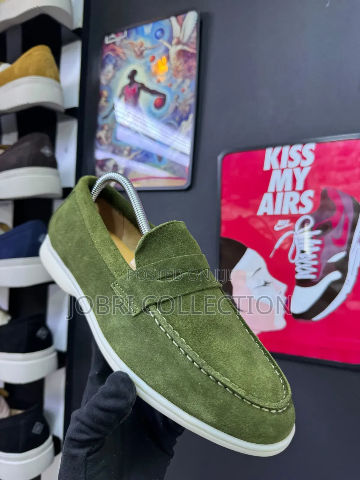 Green Loro Piana Mens Summer Walk Loafers