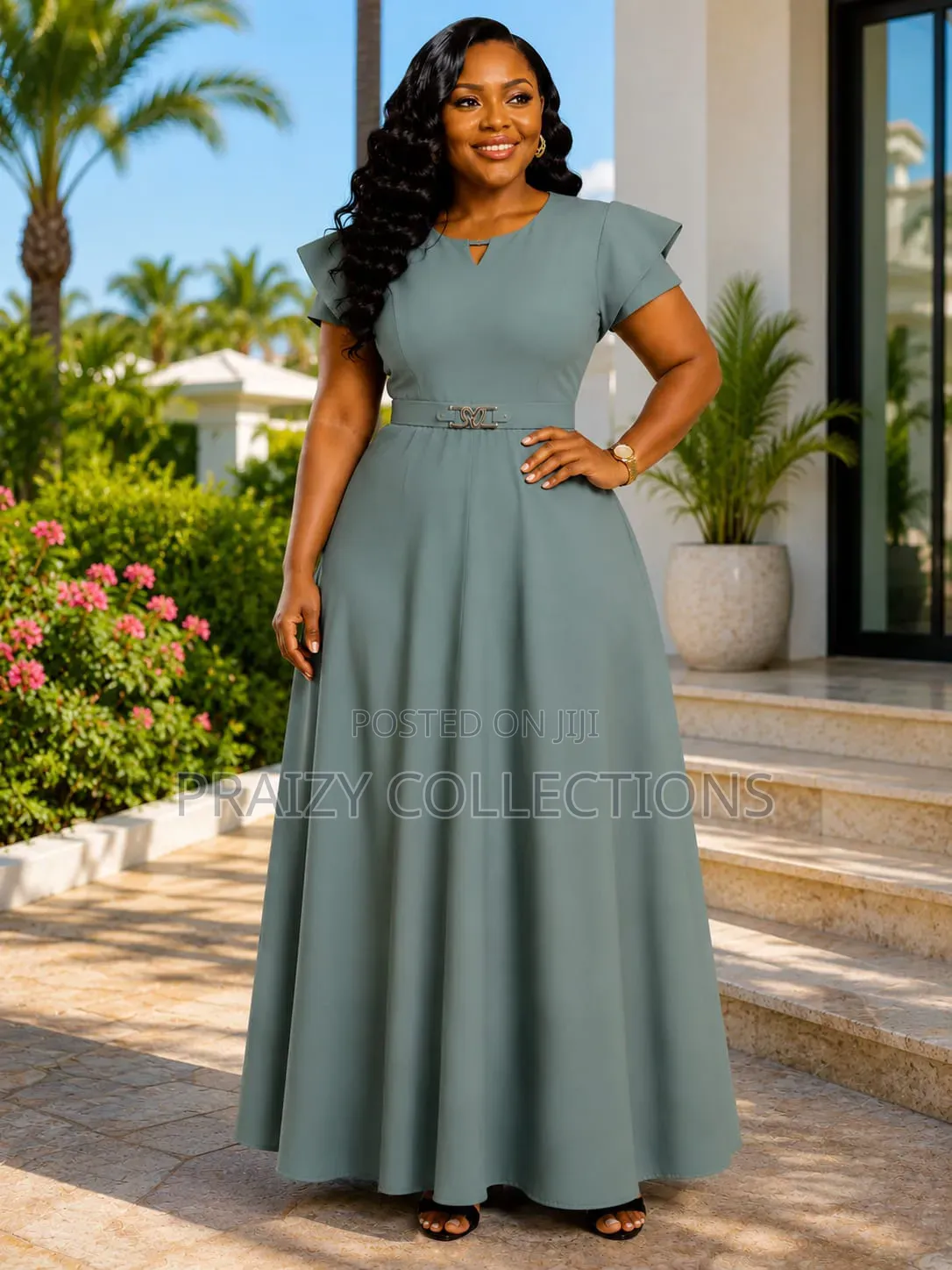Elegant Maxi Dress With Waist Belt