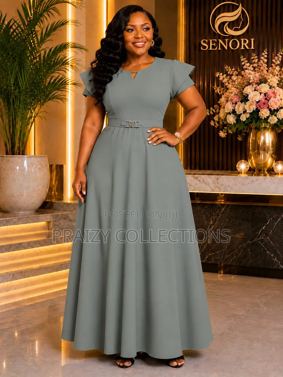 Elegant Maxi Dress With Waist Belt