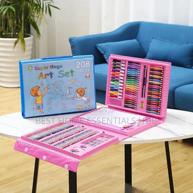 208pcs Kids Drawing Art Set-blue Pink