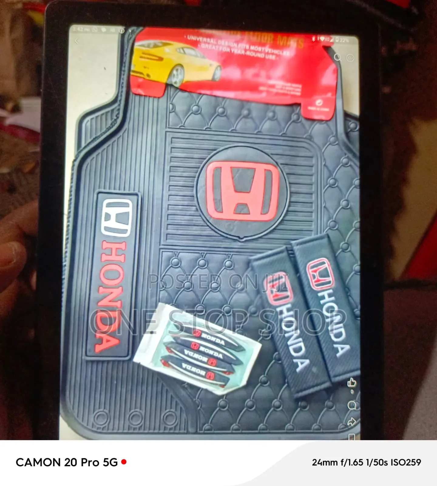 Universal Fithonda Branded Mats With Safety Belt Pad+Edge Door Guards
