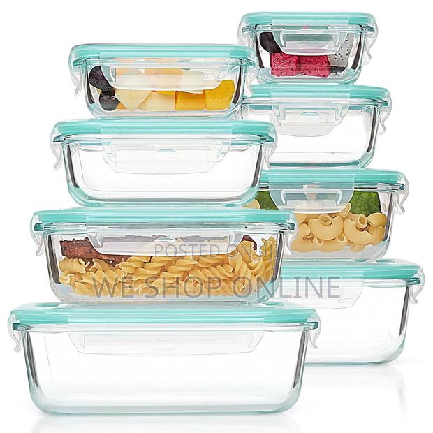 8pc Set Rectangular Borosilicate Glass Microwave/Oven Safe Container - thumbnail 5