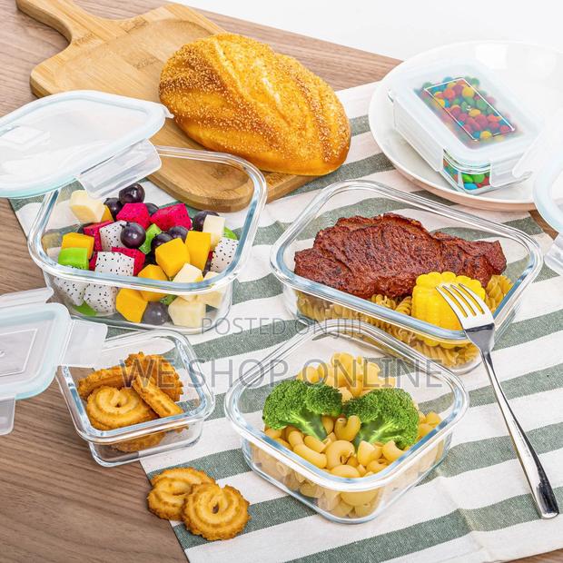 8pc Set Rectangular Borosilicate Glass Microwave/Oven Safe Container - thumbnail 8