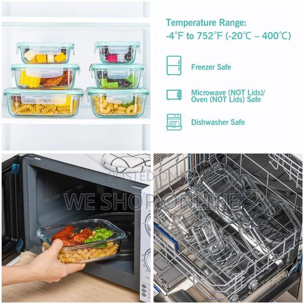 8pc Set Rectangular Borosilicate Glass Microwave/Oven Safe Container - thumbnail 10