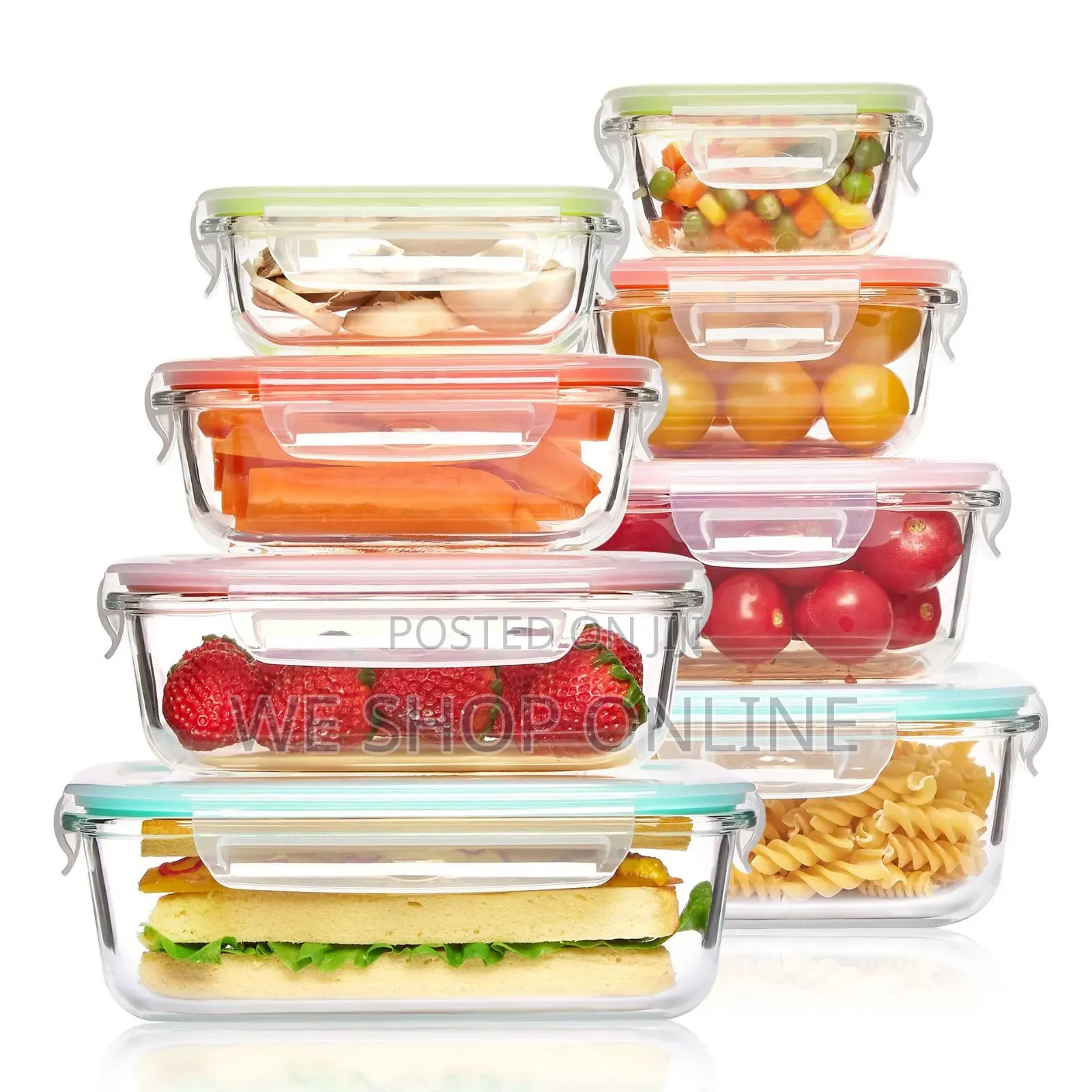 8pc Set Rectangular Borosilicate Glass Microwave/Oven Safe Container