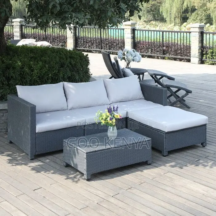 Rattan Sofa; Weather Resistant L Shaped Wicker Garden Sofa Set