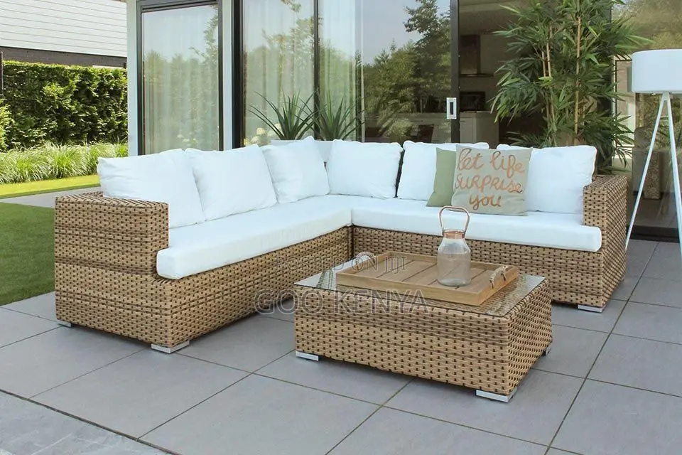 Rattan Sofa; Weather Resistant L Shaped Wicker Garden Sofa Set