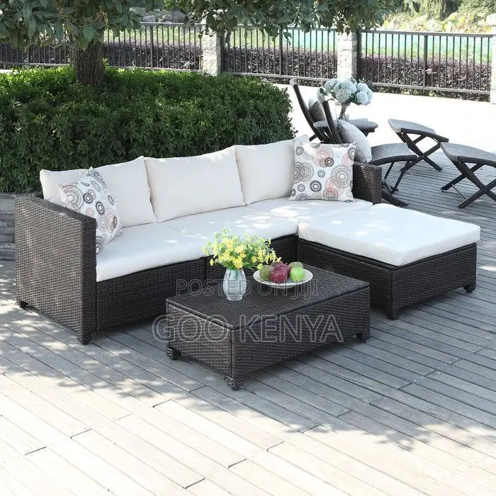 Rattan Sofa; Weather Resistant L Shaped Wicker Garden Sofa Set